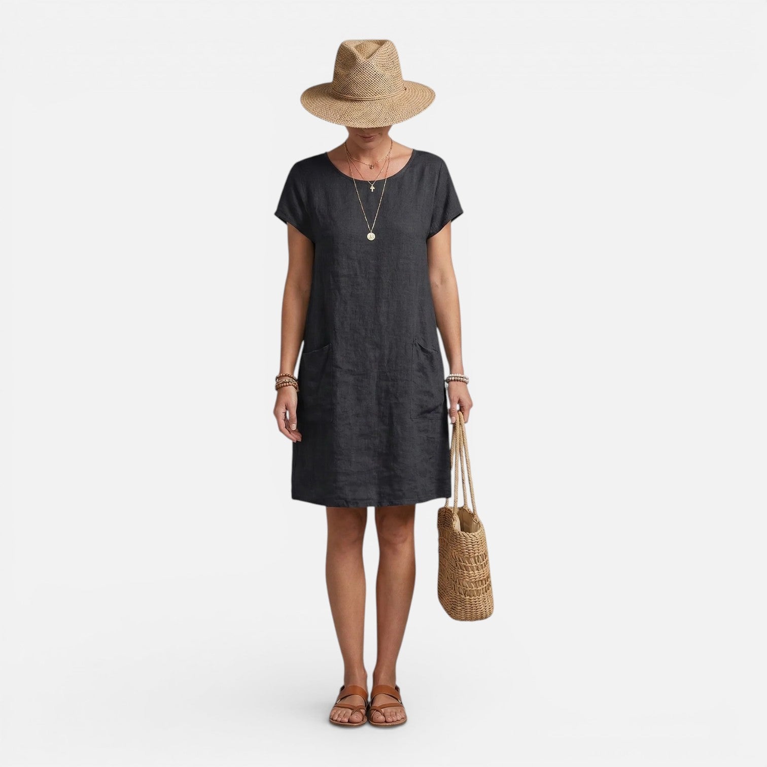 Emerson | Relaxed Fit Breathable Midi Dress with Pockets