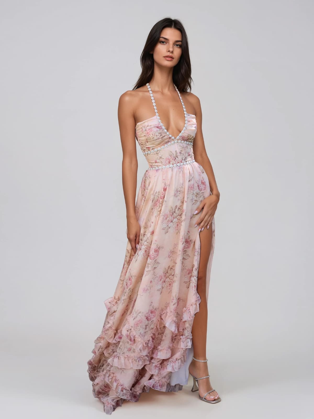 Fiorenza | Plunge Neck Floral Maxi Dress