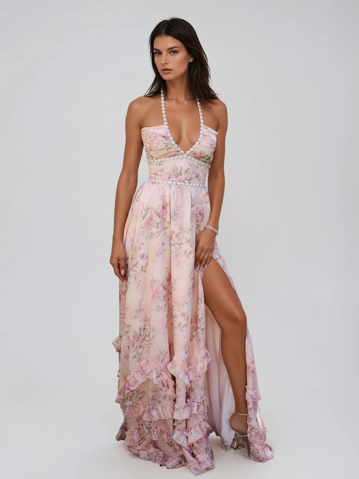 Fiorenza | Plunge Neck Floral Maxi Dress
