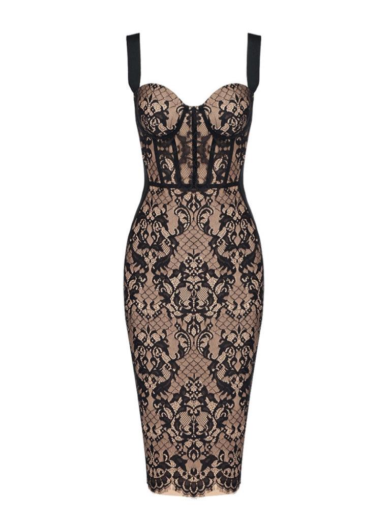 Beatriz | Patchwork Lace Bandage Midi Dress