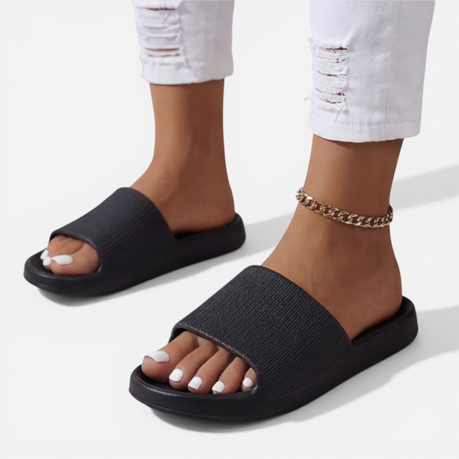 Aubrey | Cushioned Pillow Footbed Slide Sandals