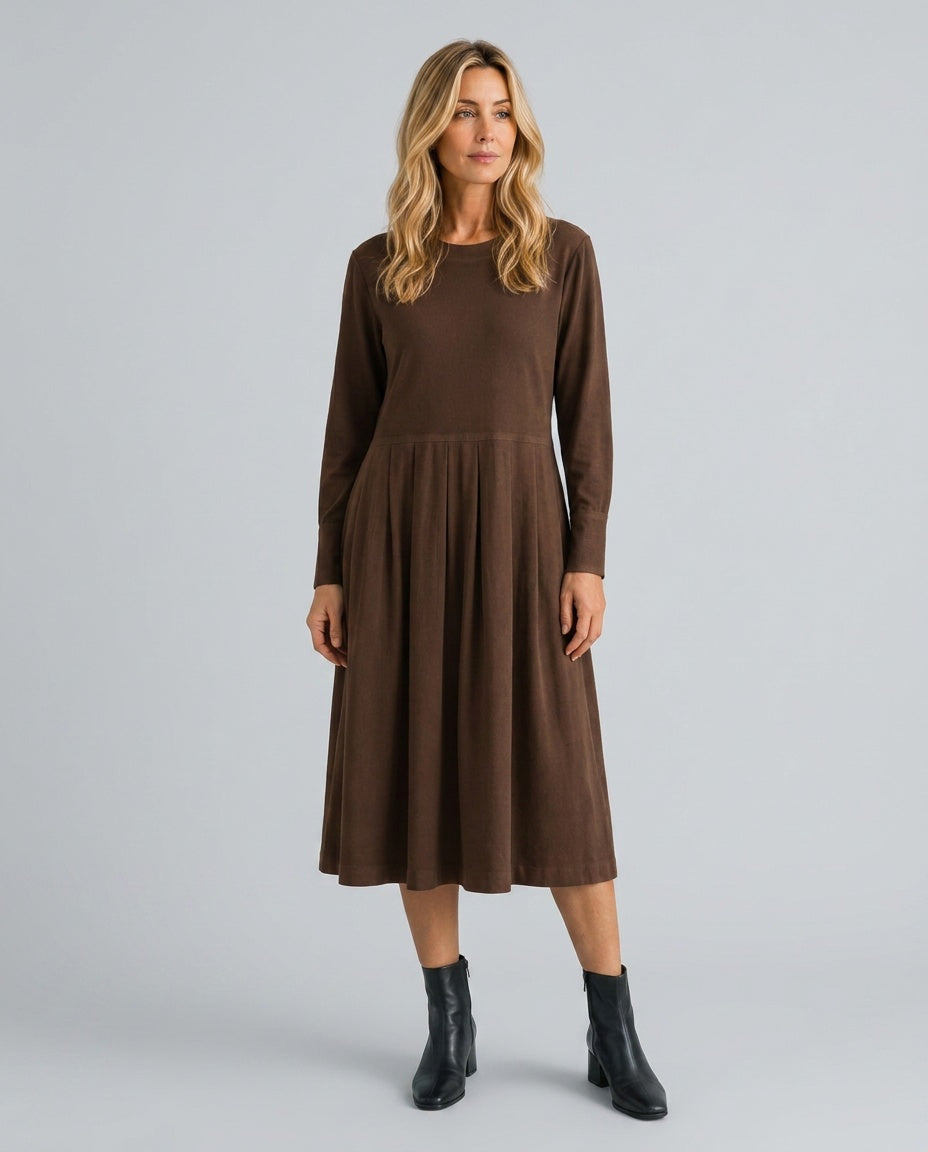 Liv | Long Sleeve Cotton-Blend Midi Dress
