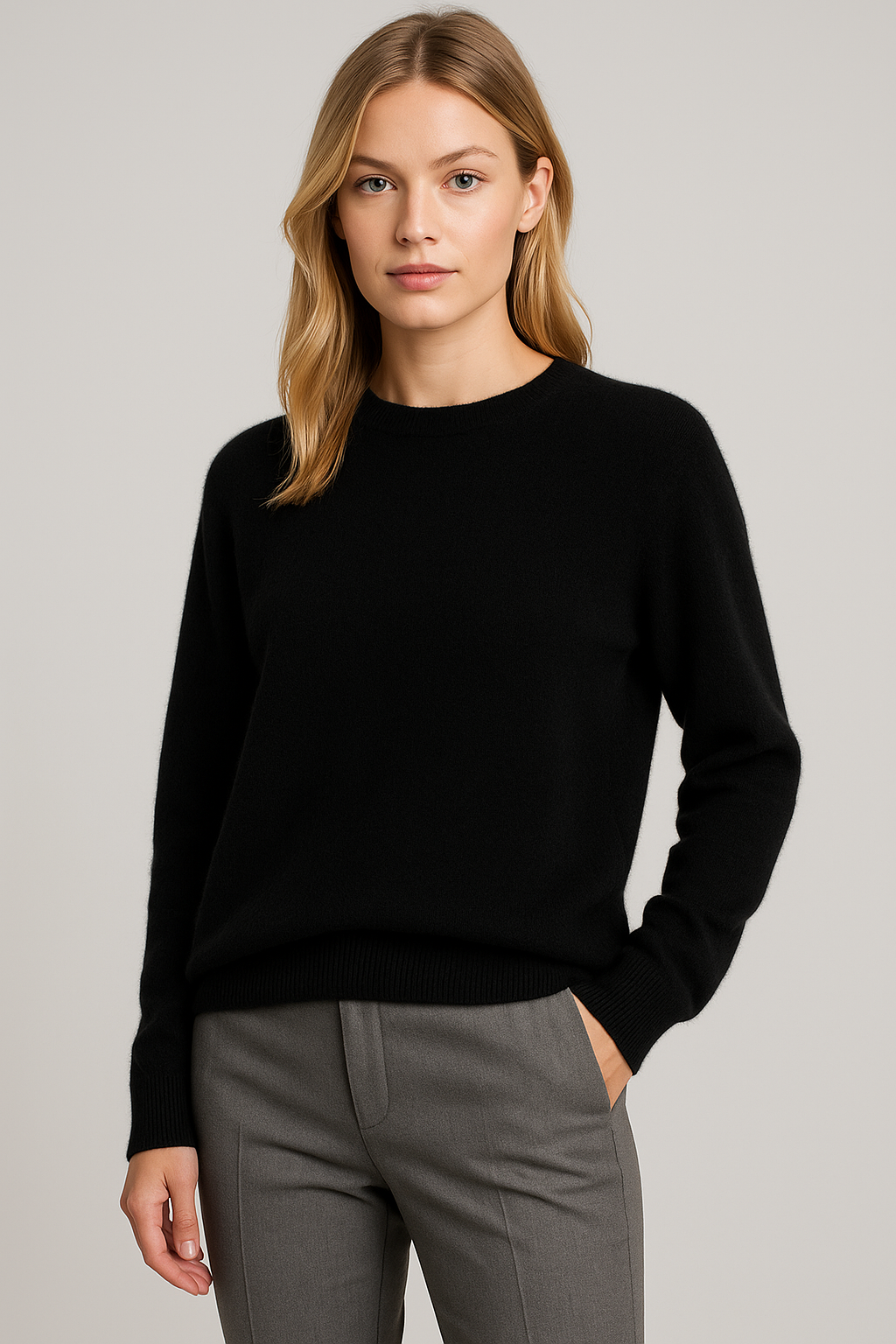 Kennedy | Ribbed Classic Crewneck Cashmere Jumper