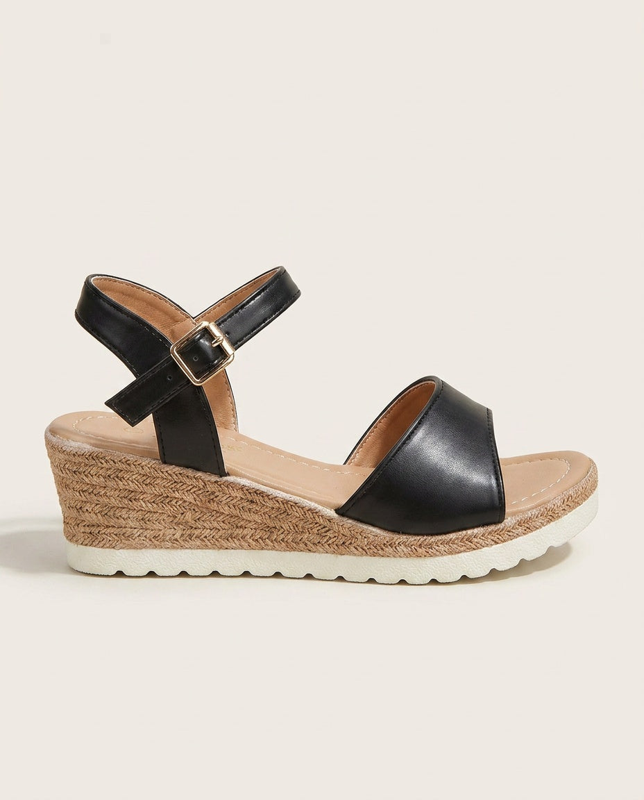 Alejandra | Leather Buckle Strap Wedge Sandals