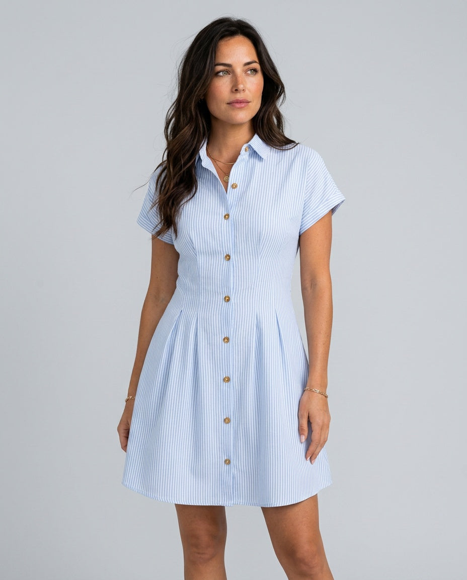 Harriet | Tailored Button-Front Midi Shirt Dress