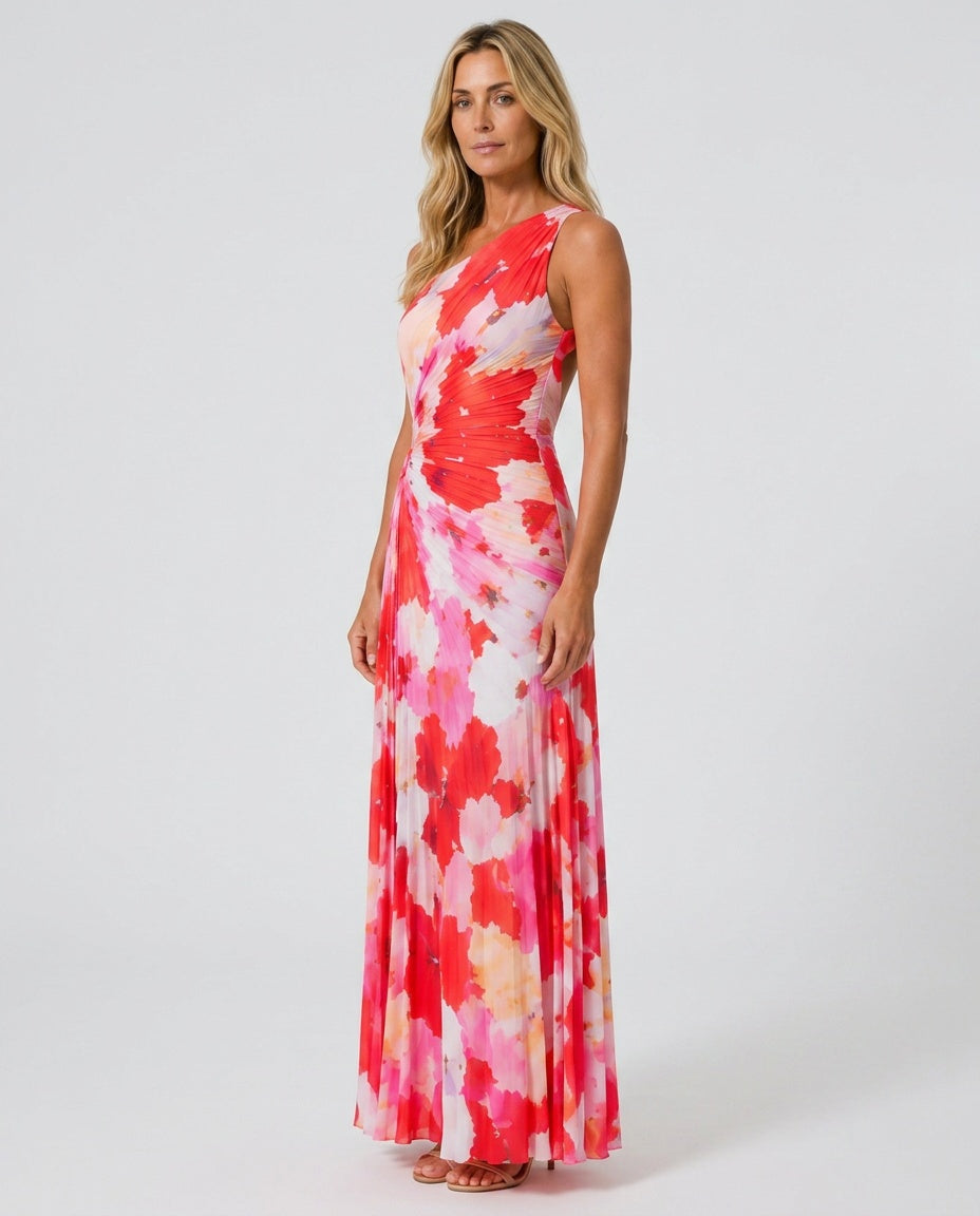Luciana | One-Shoulder Floral Print Maxi Dress