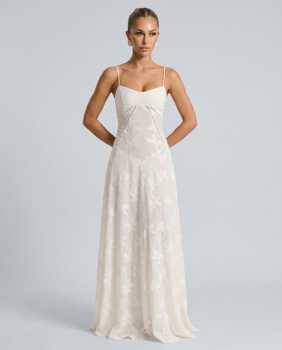 Quinn | Sweetheart Darted Satin-Look Maxi Dress