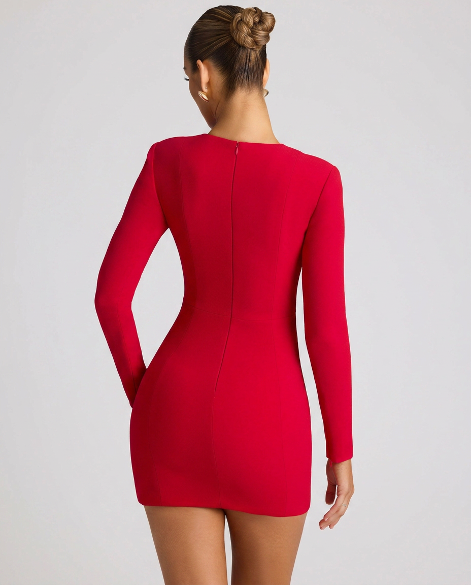 Amora | Heart Cut-Out Long Sleeve Mini Dress