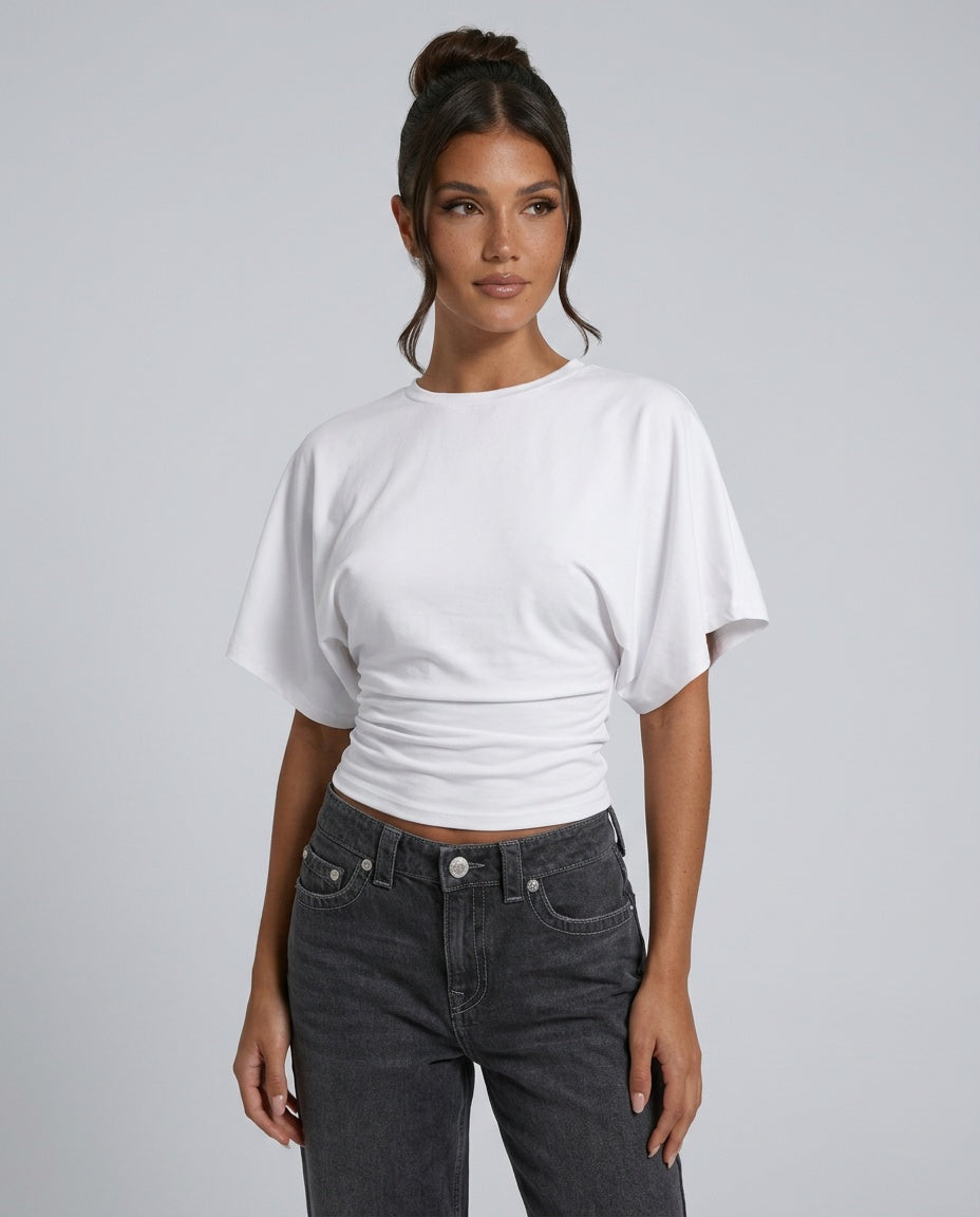 Anais | Cropped Ruched Wide-Sleeve Top