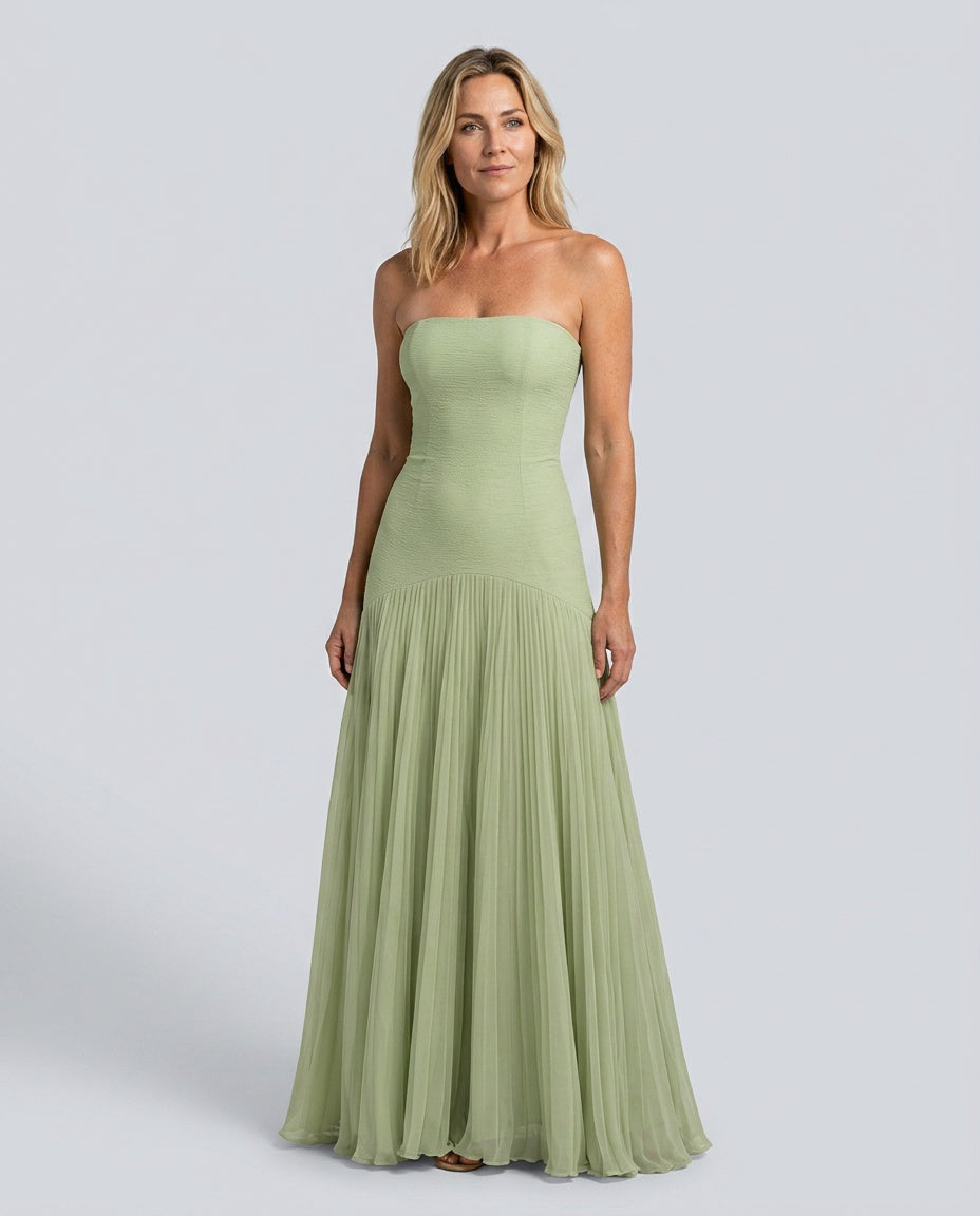 Nadia | Off-Shoulder Pleated Maxi Dress
