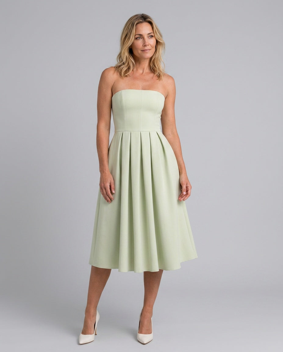 Layla | Strapless Flared Midi Dress