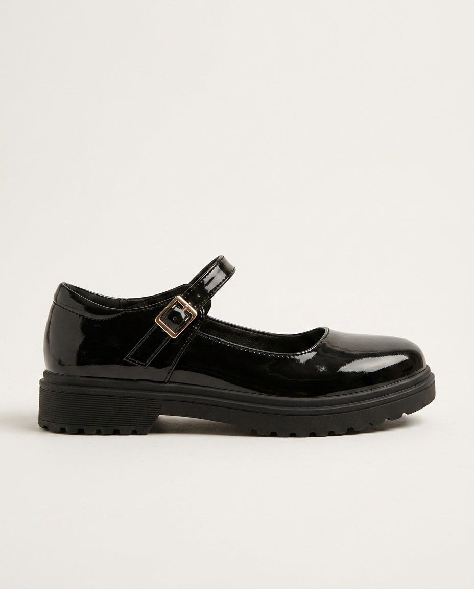 Una | Glossy Leather-Look Mary Jane Loafers