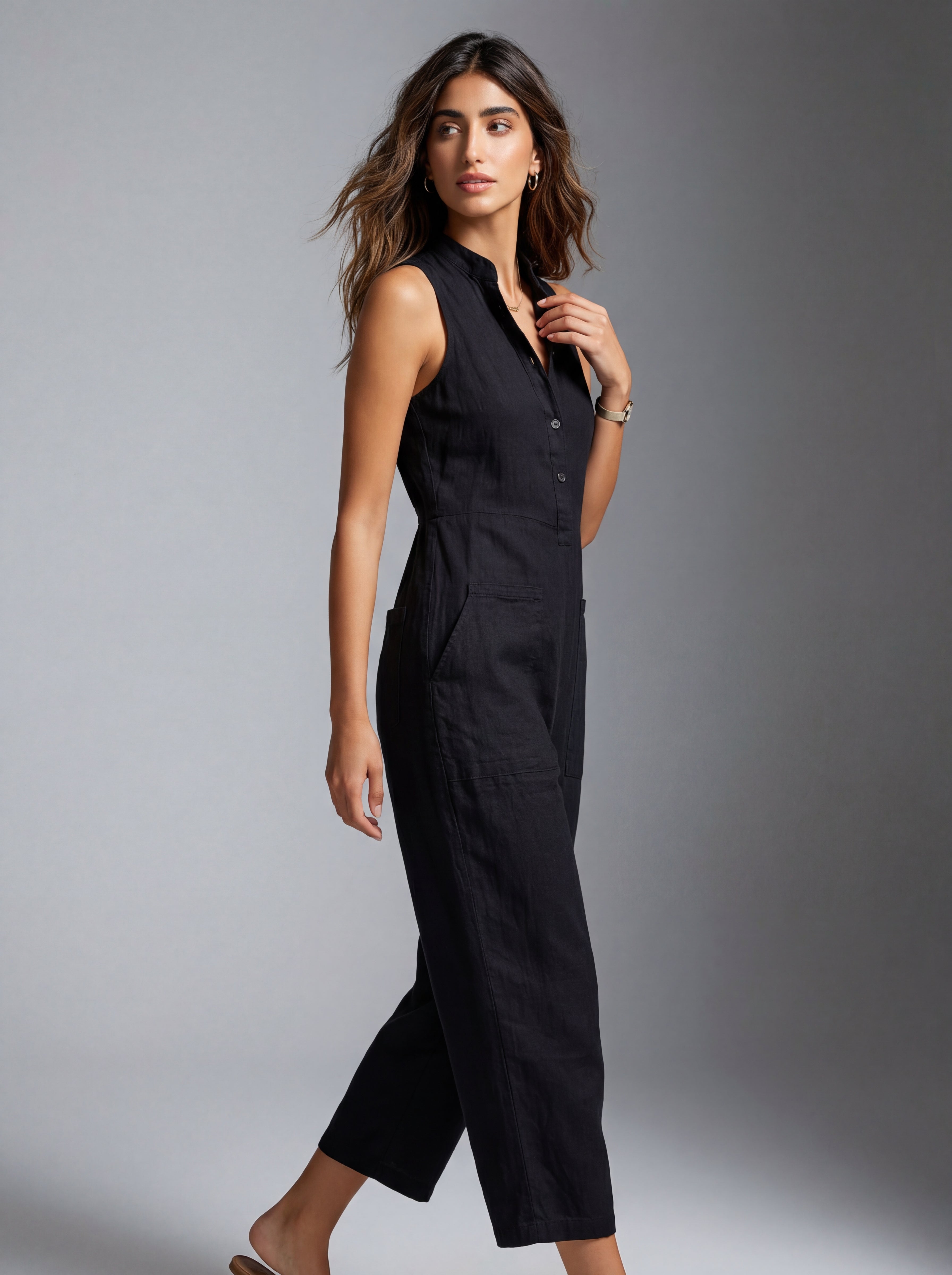 Reese | Sleeveless Linen-Blend Jumpsuit