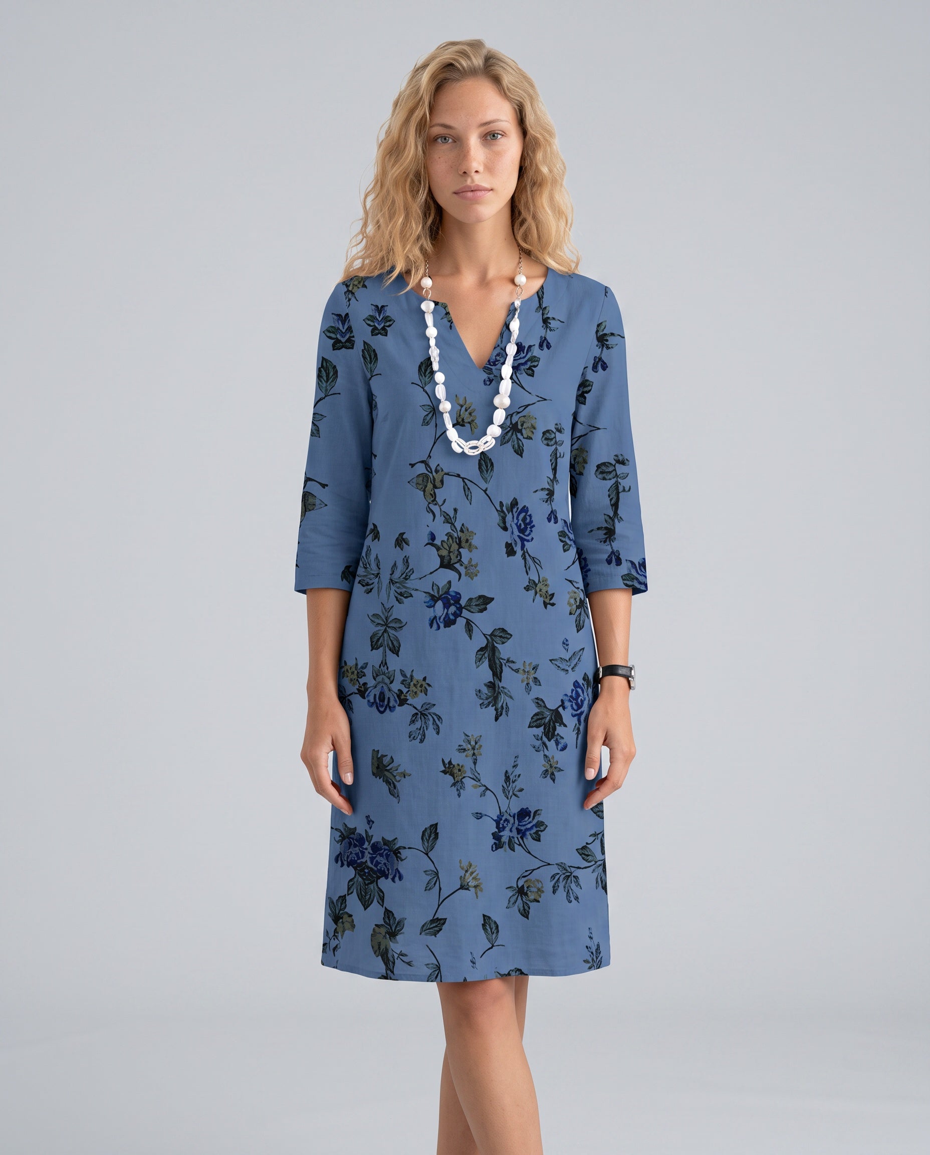 Xenia | Round Neck Short Sleeve Midi Dress