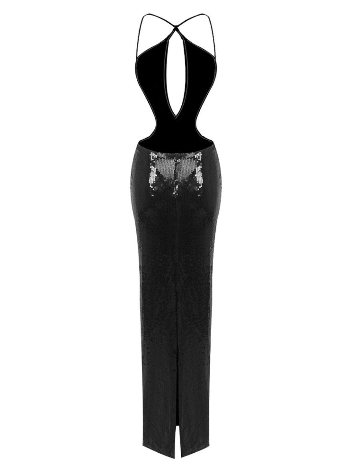Mia | Backless Cutout Sequin Maxi Dress