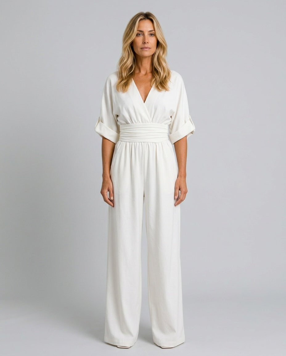 Darya | V - Neck Wide Leg Jumpsuit