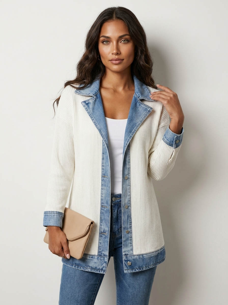 Selara | Knitted Denim-Look Blazer