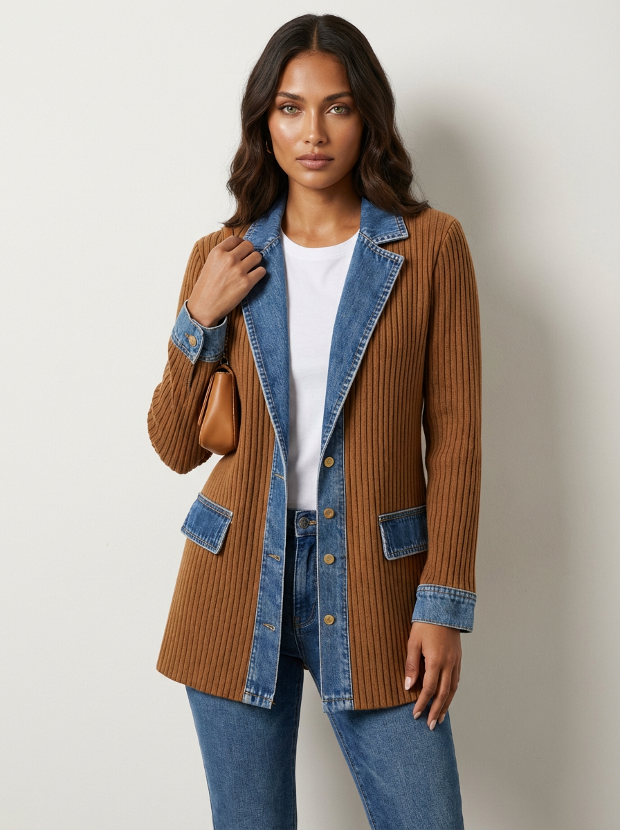 Selara | Knitted Denim-Look Blazer