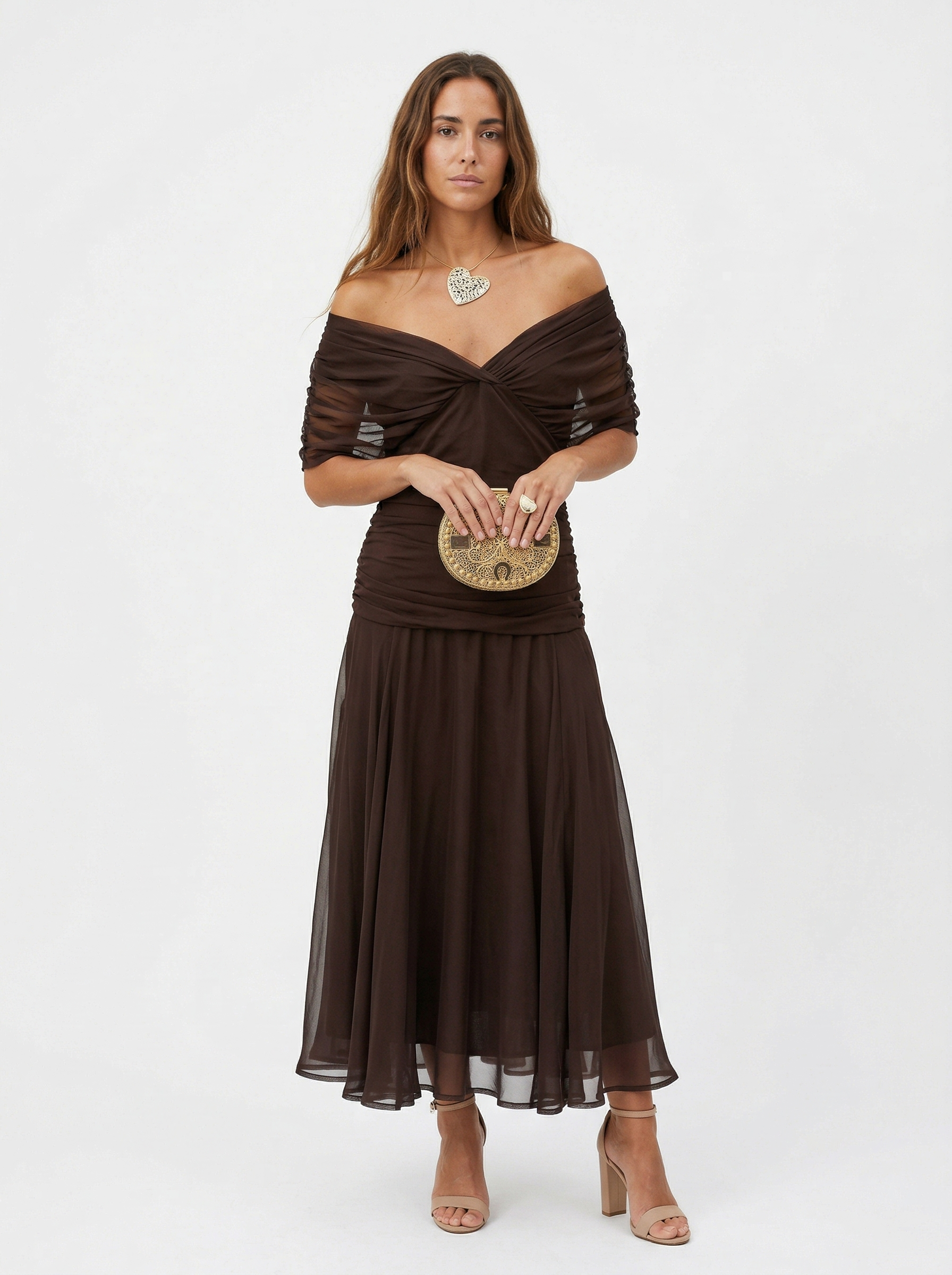 Kennedy | V-Neck Crossed Draped Floral Maxi Dress