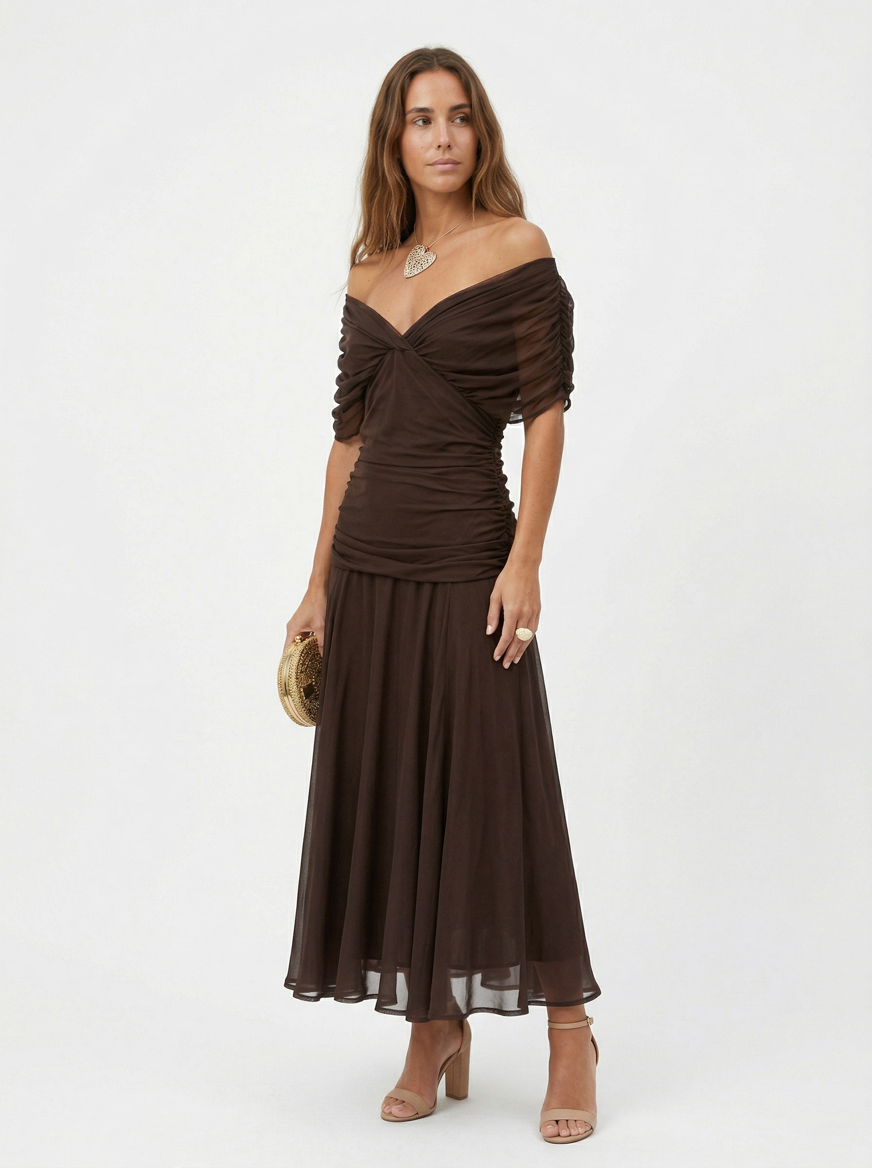 Kennedy | V-Neck Crossed Draped Floral Maxi Dress