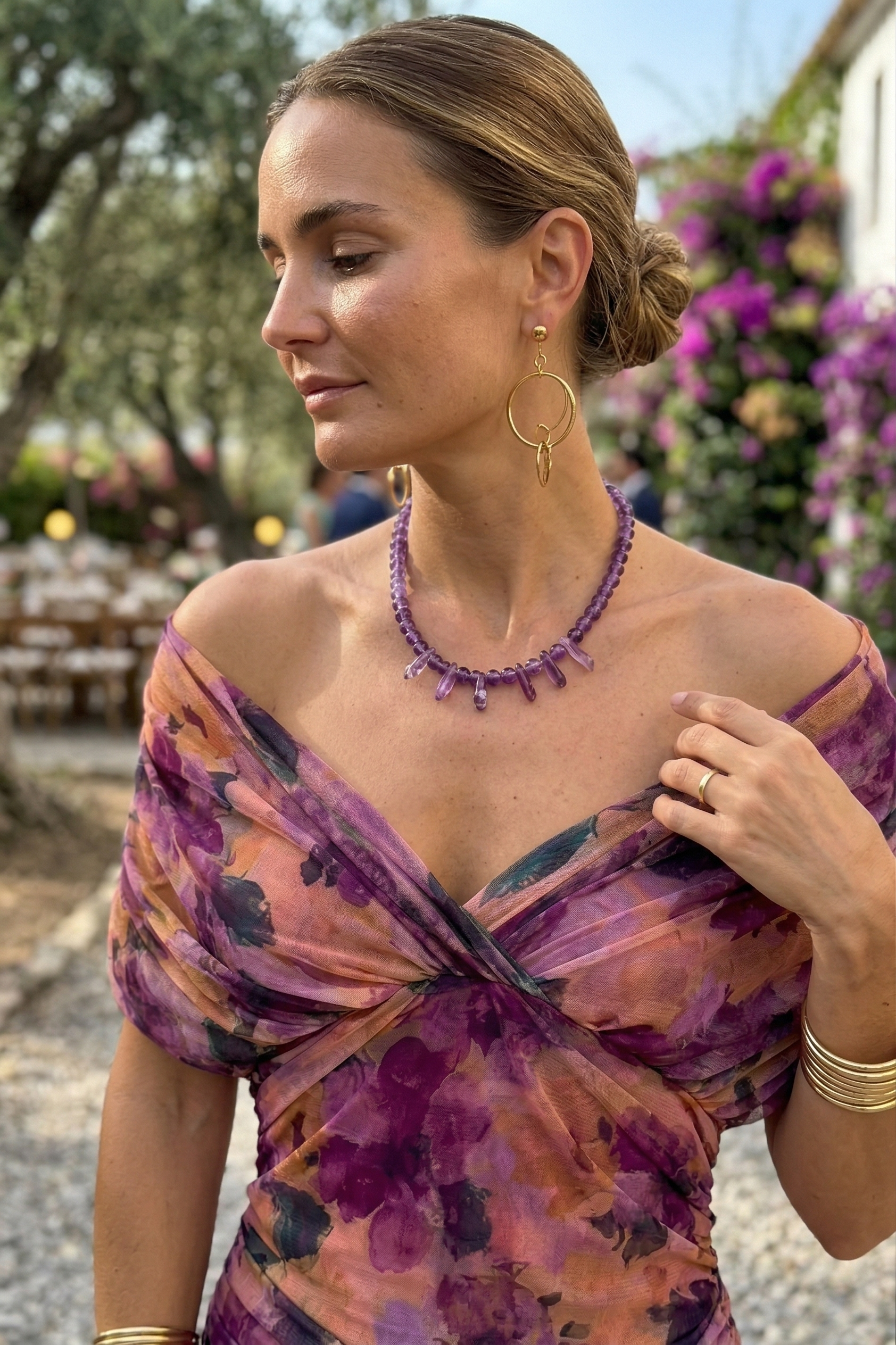 Kennedy | V-Neck Crossed Draped Floral Maxi Dress