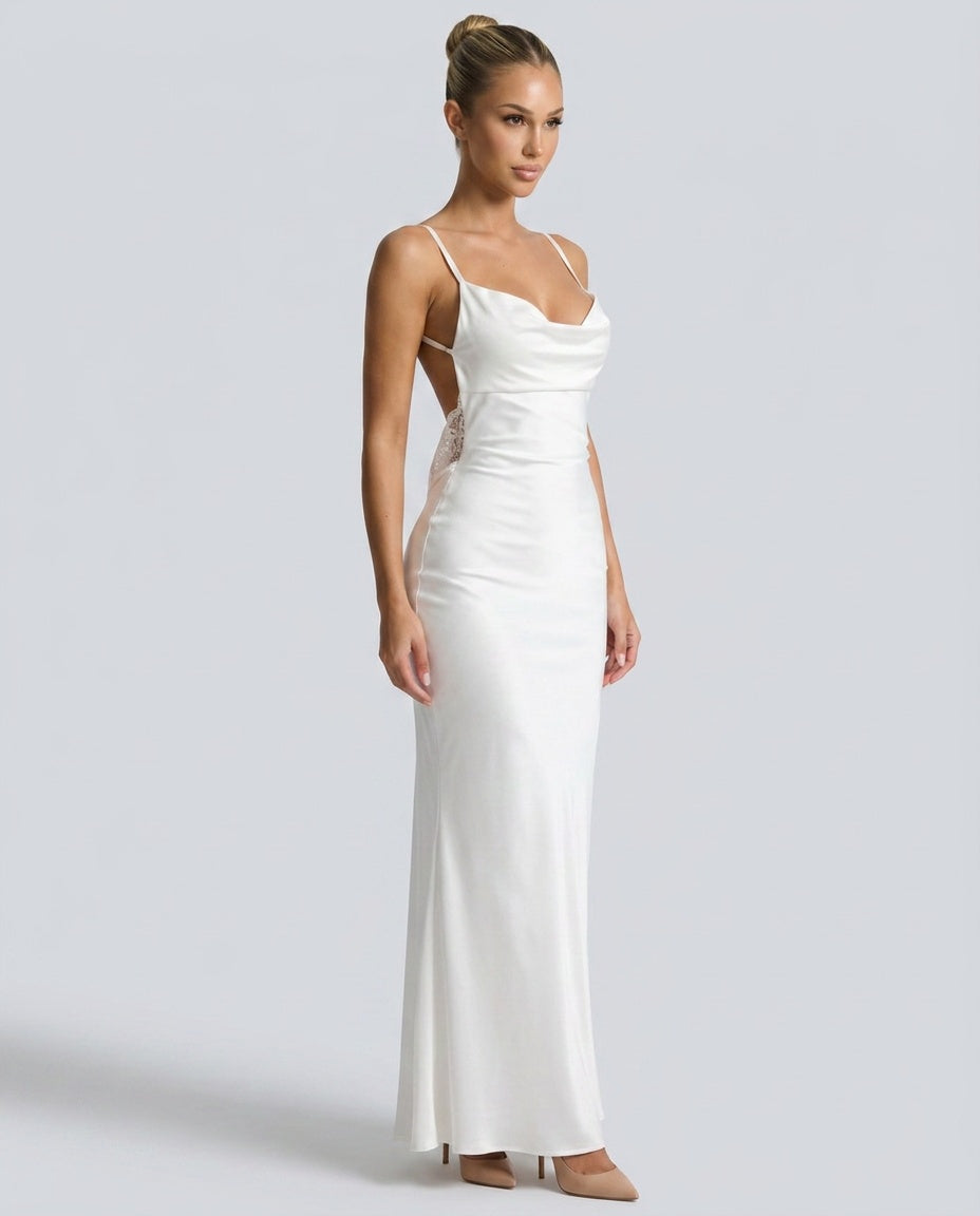 Verity | Cowl Neck Backless Bodycon Maxi Dress