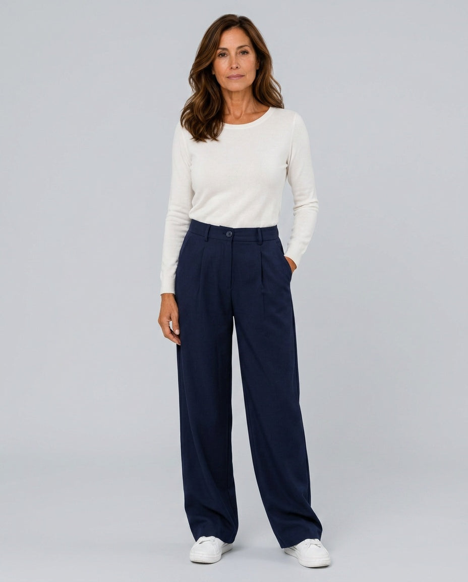 Emilia | High Waist Pleated Wide-Leg Trousers