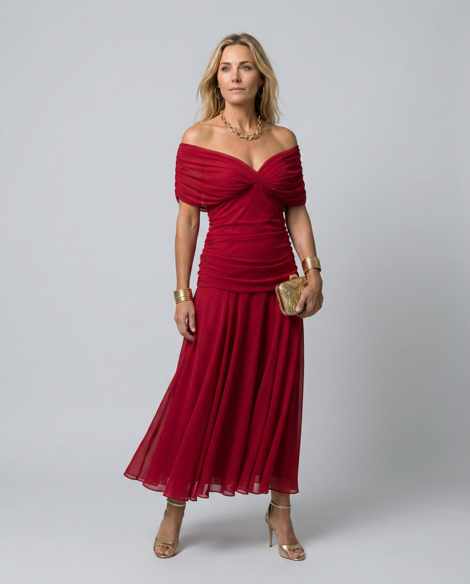 Calen | Off-Shoulder Flowy Midi Dress