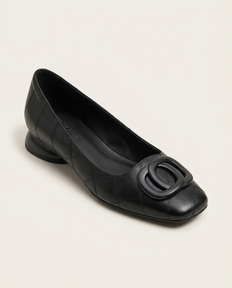 Edda | Square-Toe Leather Ballet Flats