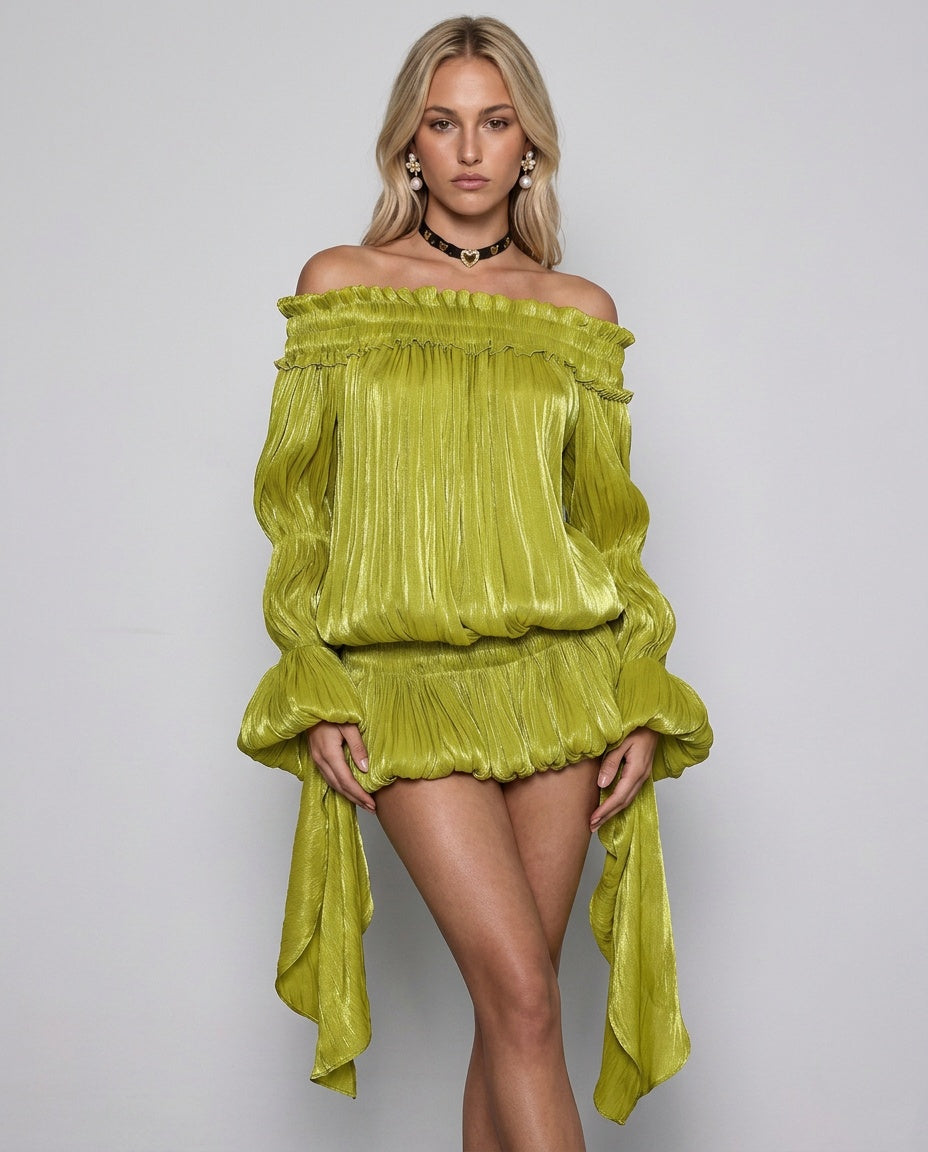 Ines | Off-Shoulder Ruched Co-ord Dress Set