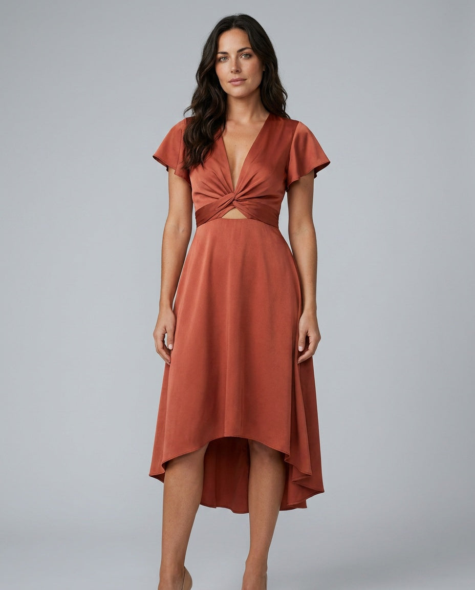 Paige | Wrap Asymmetric Hem Midi Dress