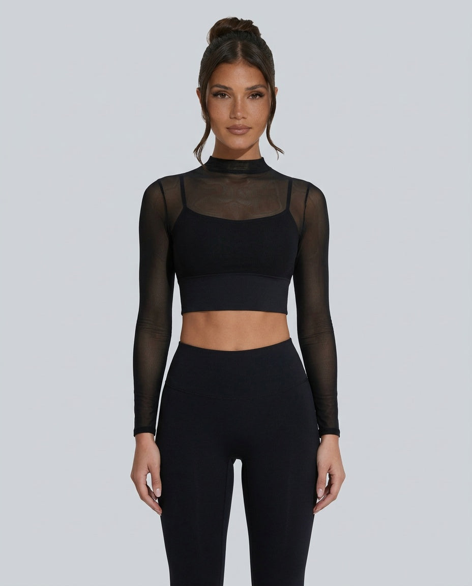 Vera | Long Sleeve Contour Seam Compression Crop Top