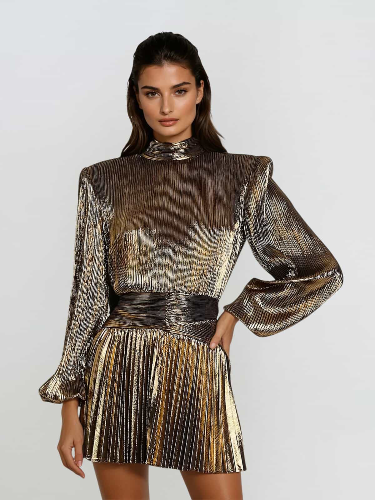 Blair | Pleated Metallic Mini Dress