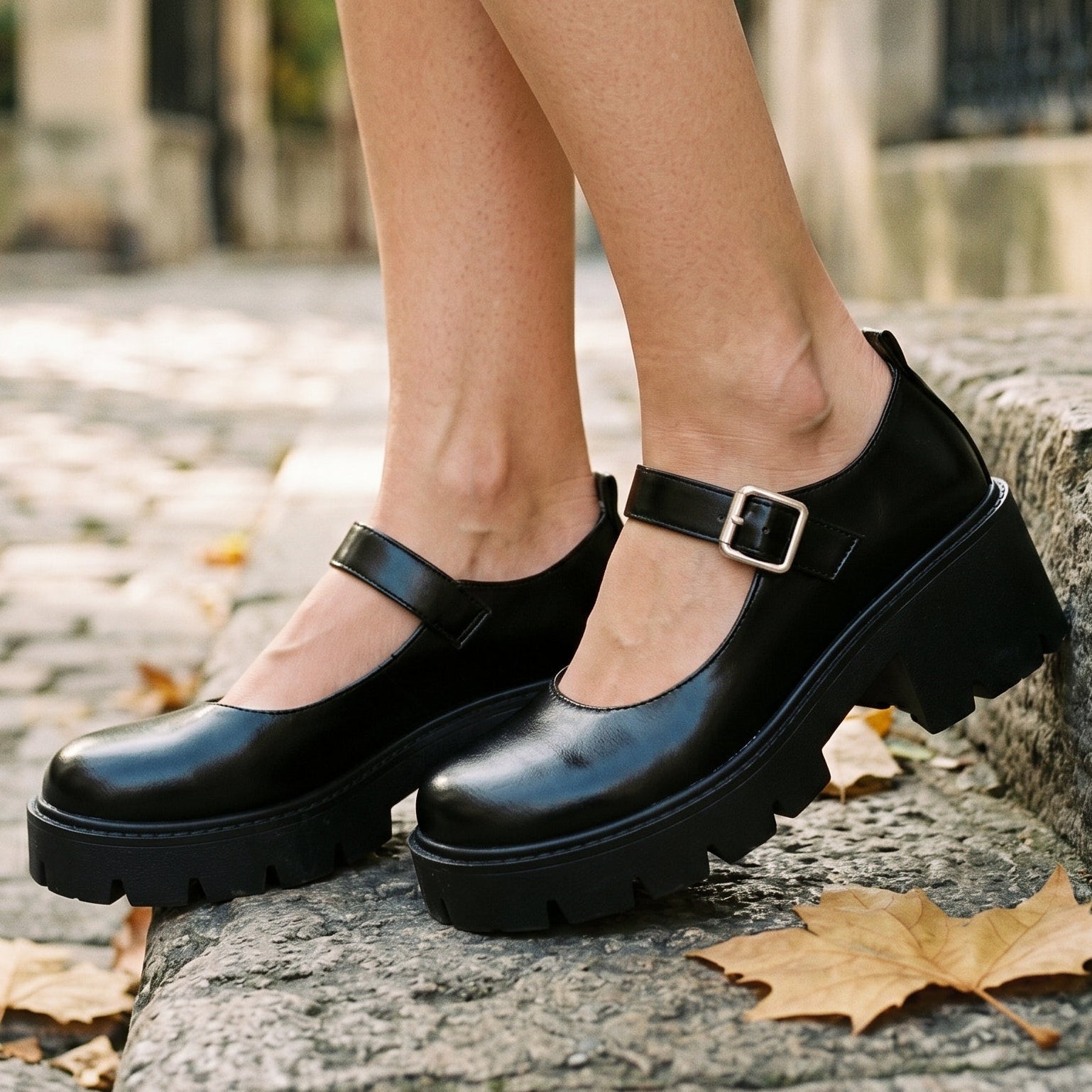 Delphine | Mary Jane Faux Leather Pumps