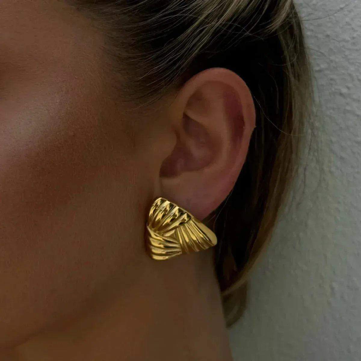 Mira | Gold-Tone Sculptural Triangle Stud Earrings