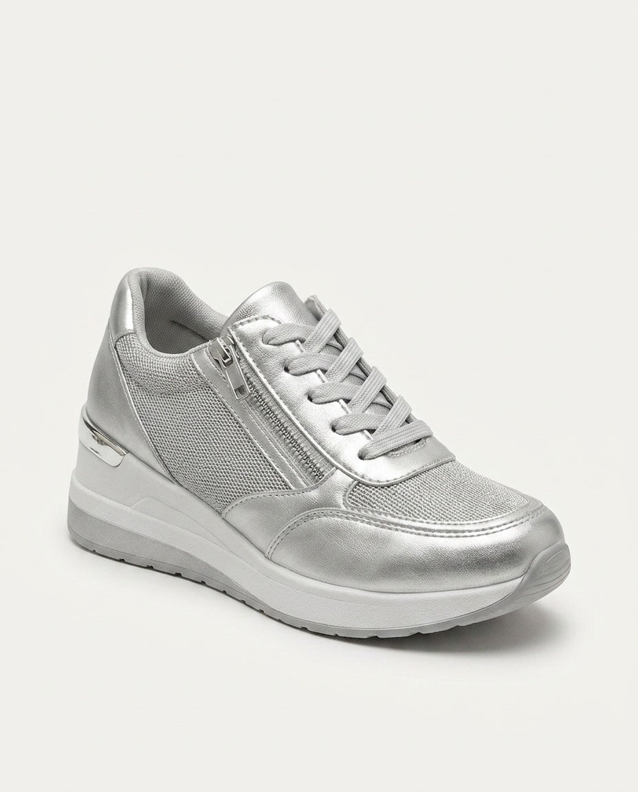 Kaia | Metallic Lace-Up Sneakers