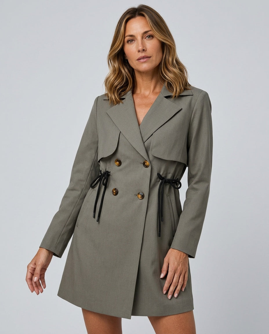 Estrella | Cropped Double-Button Blazer with Cinched Waist