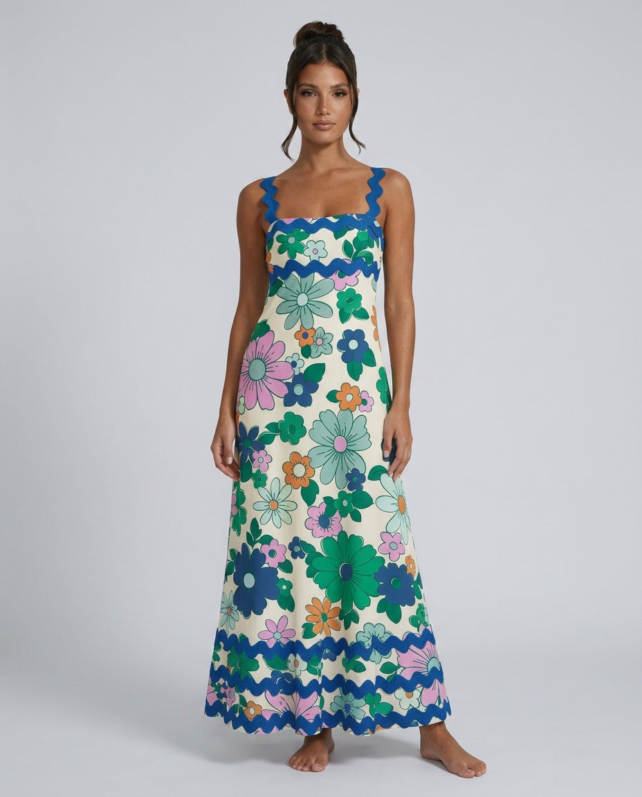 Lila | Sleeveless Wavy Hem Maxi Dress