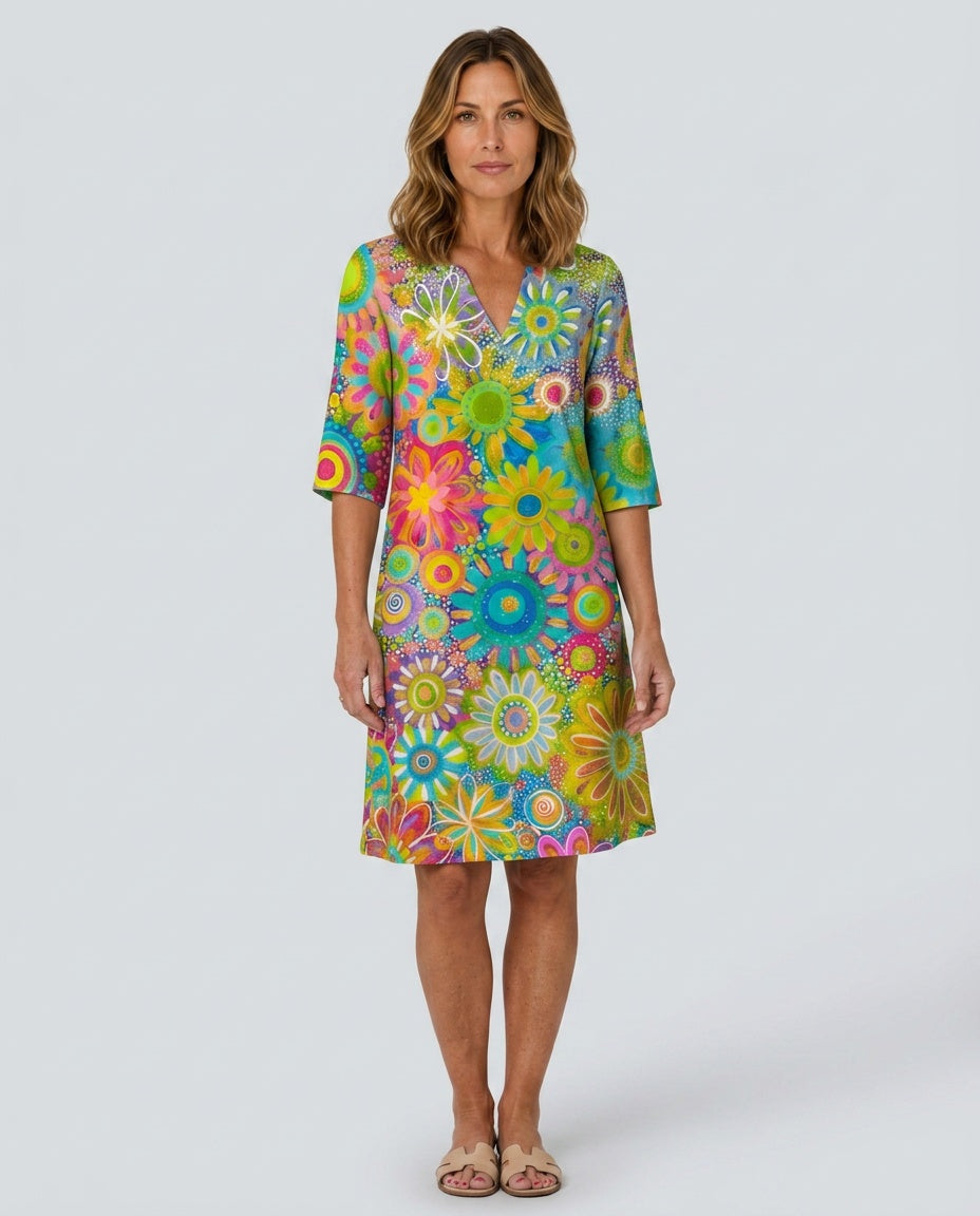Thea | Floral Print Knee-Length Midi Dress