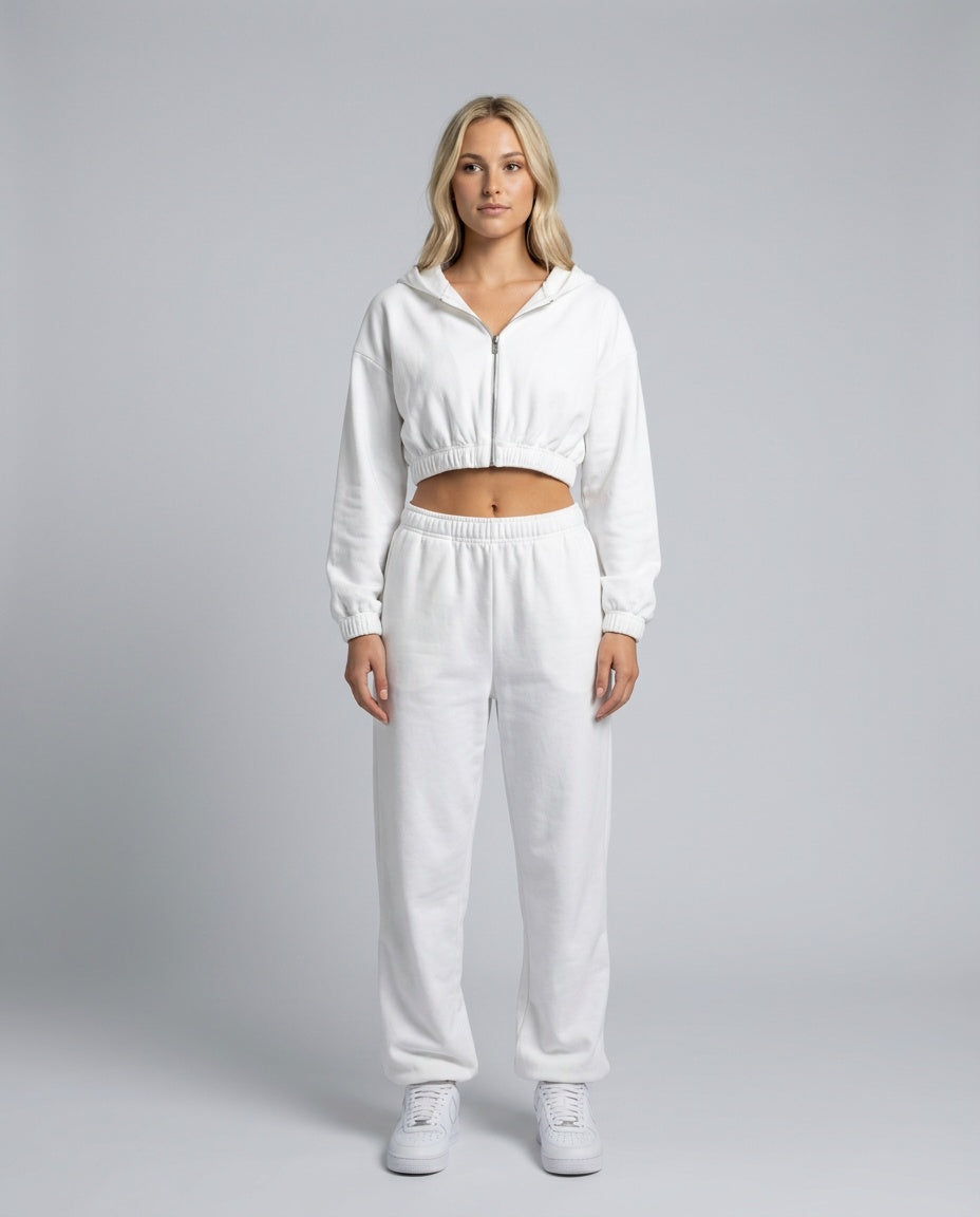 Lena | Zip Crop Top & Relaxed Trouser Two-Piece Set