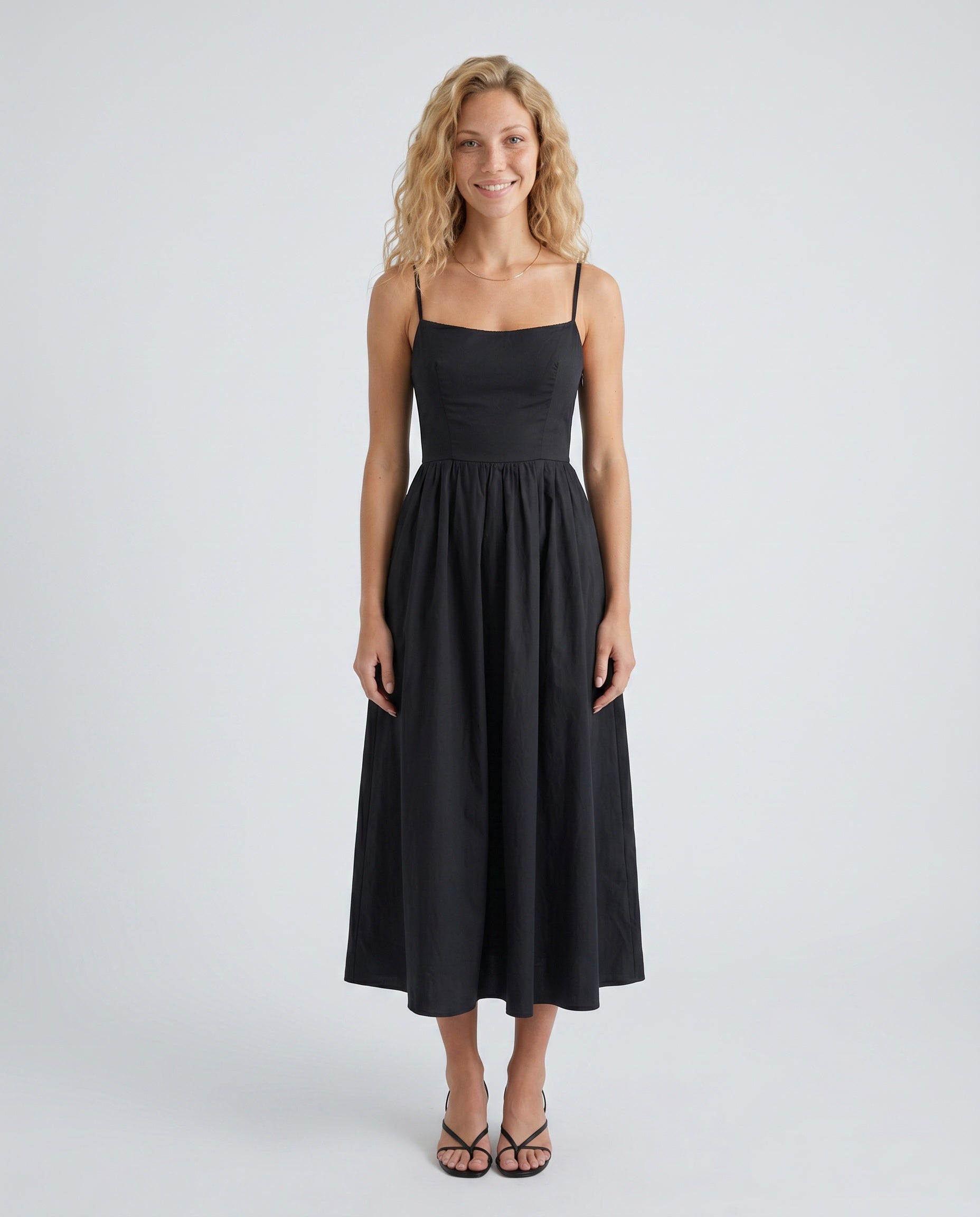 Layla | Spaghetti Strap Low Back Midi Dress