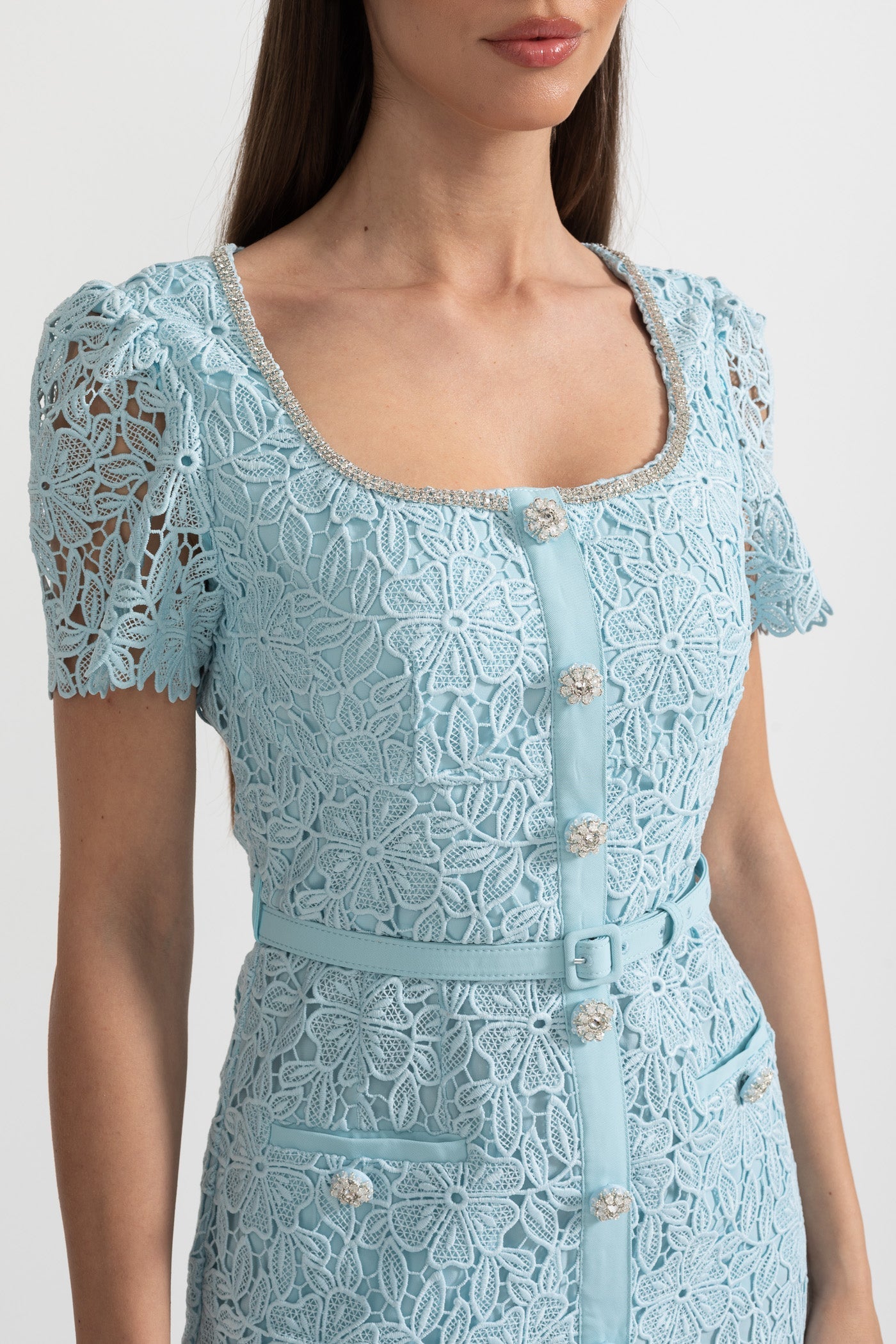 Fleur | Lace Button-Front Midi Dress