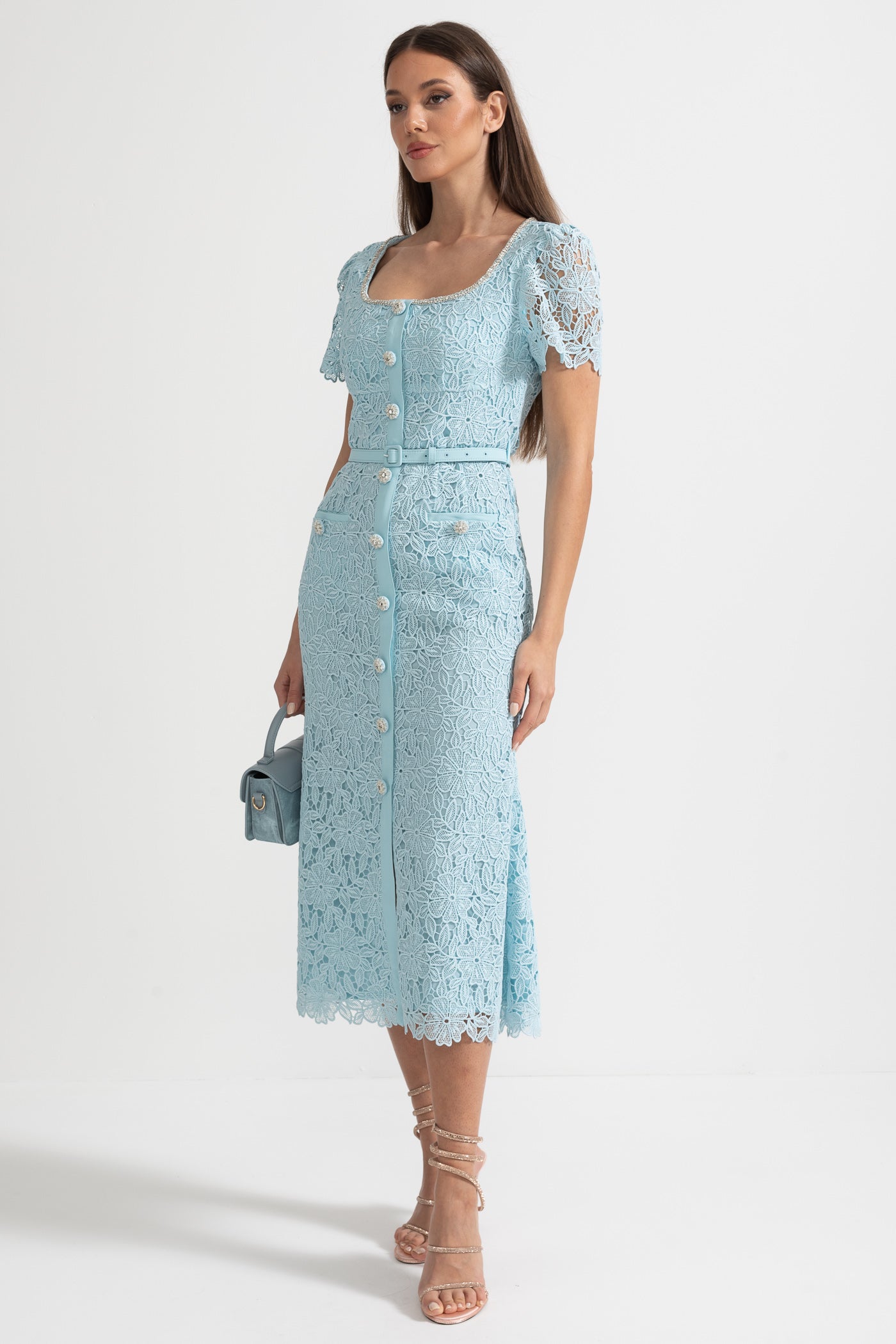 Fleur | Lace Button-Front Midi Dress