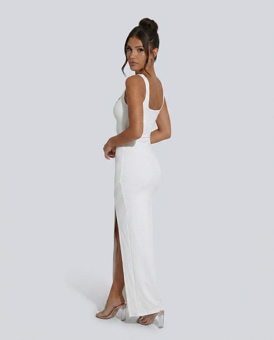 Celeste | Sleeveless Ruched Square Neck Maxi Dress