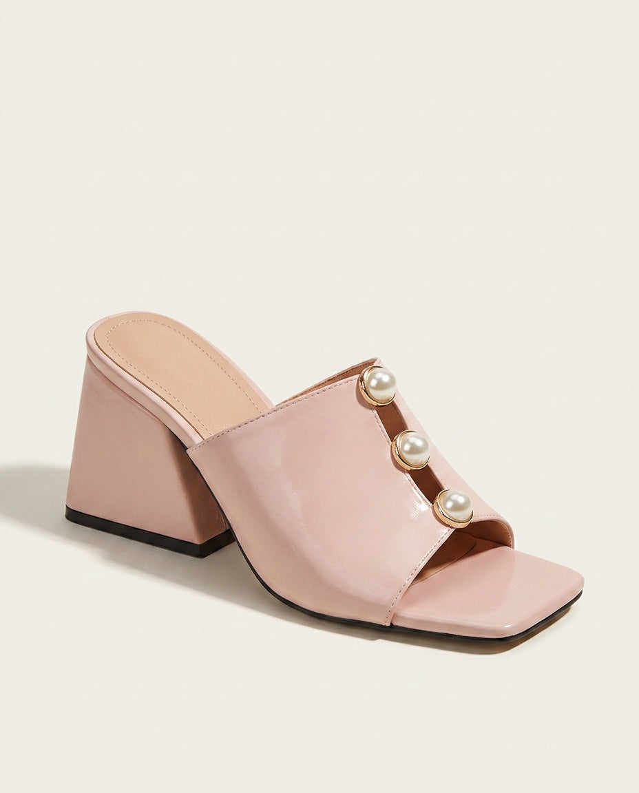 Emerson | Pearl Detail Block Heel Mules