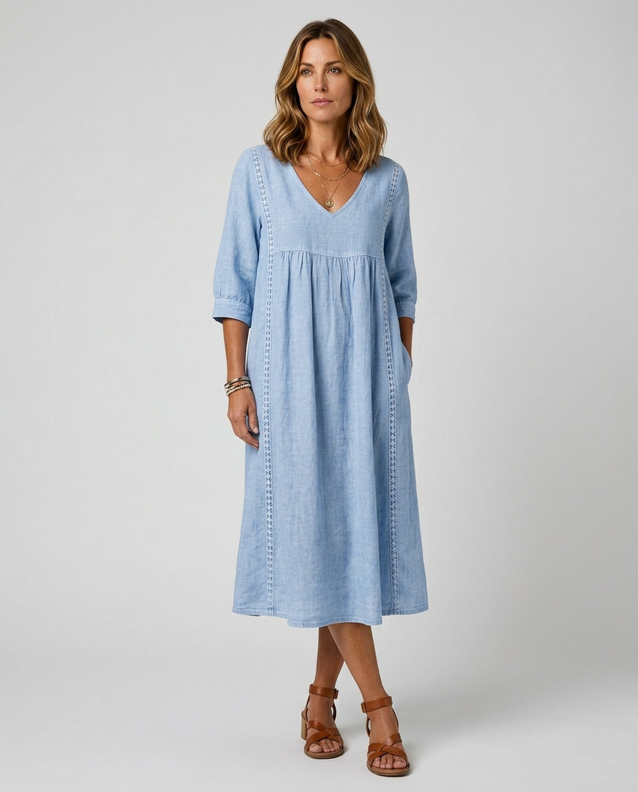 Martha | Patchwork Lace Trim Casual Maxi Dress