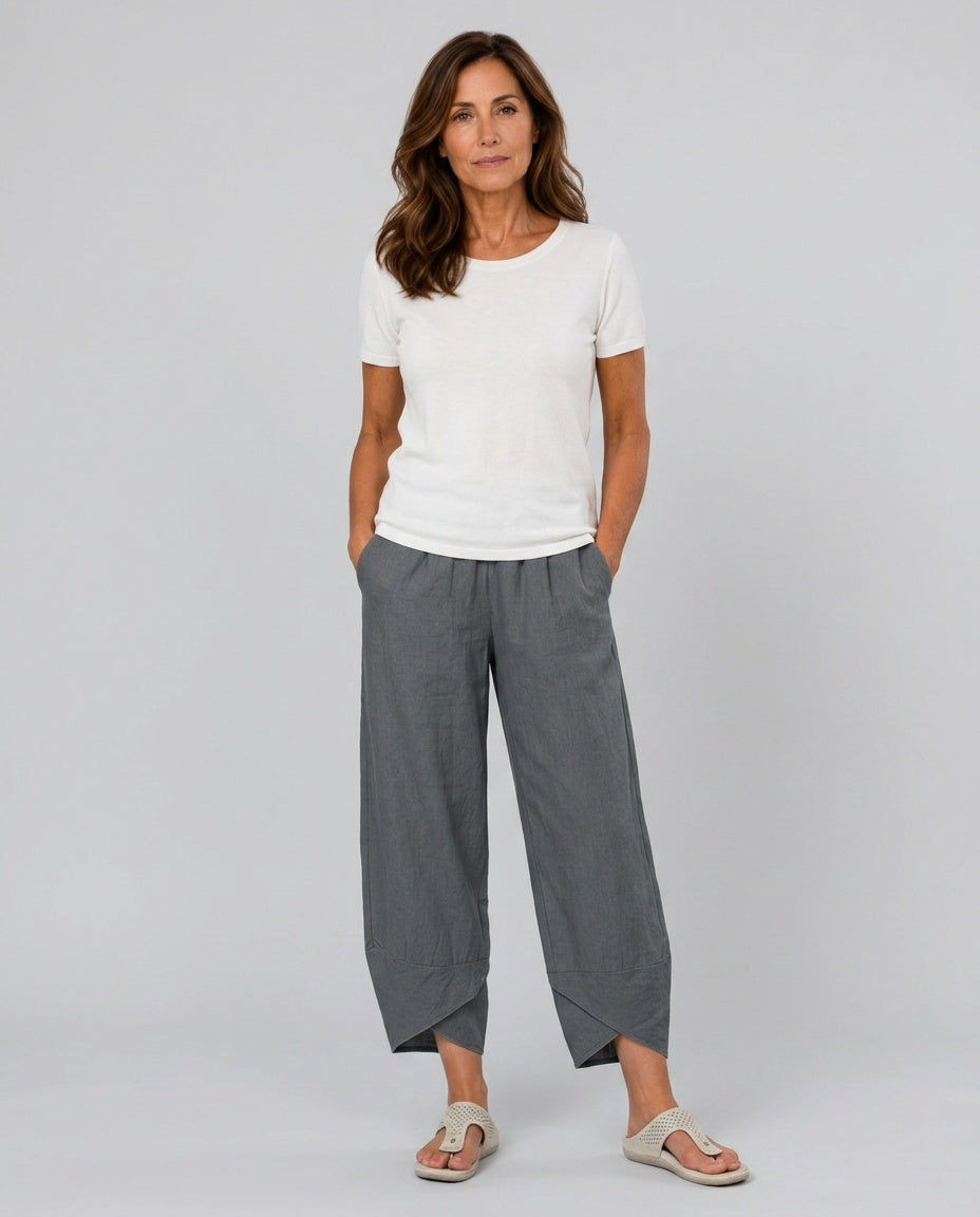 Noor | Relaxed Cropped Linen-Blend Trousers