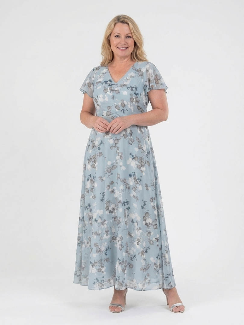 Liora | Floral Chiffon-Look Maxi Dress