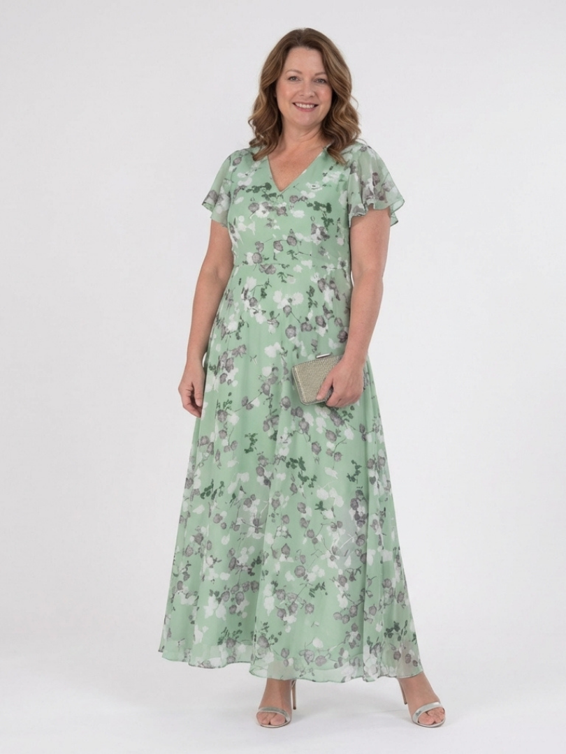 Liora | Floral Chiffon-Look Maxi Dress