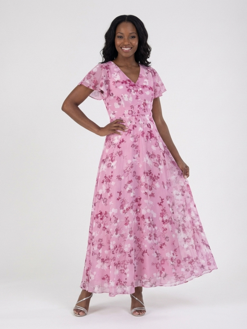 Liora | Floral Chiffon-Look Maxi Dress